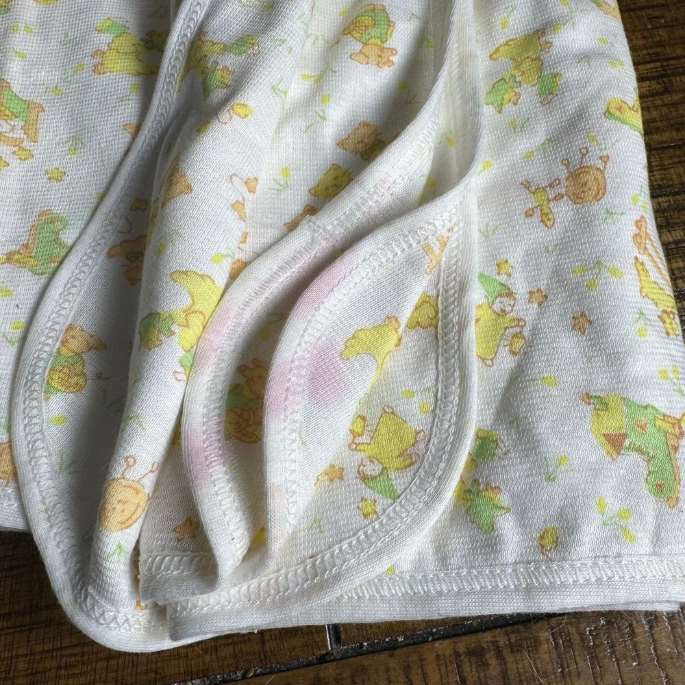 Vintage Carter's Baby Receiving Blanket White Yellow Green Nursery‎ Rhymes USA
